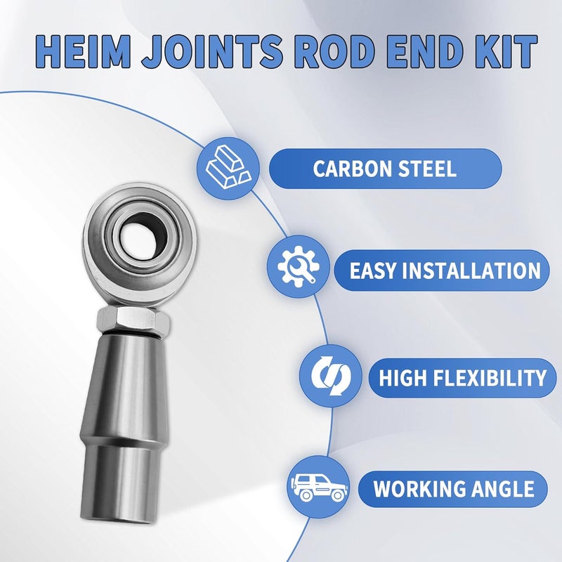 RABROPAR Store 3/8"-24 RH LH Threads Heim Joint Kit, Heavy Duty Heim Joint Rod Ends with Jam Nuts, 3/8 x 3/8-24 Panhard Bar Kit - Image 2